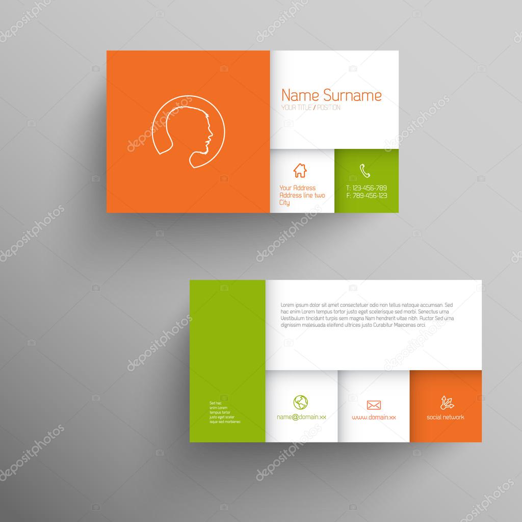 Modern business card template with flat mobile user interface