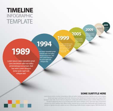 Infographic zaman çizelgesi şablonu işaretçilerle