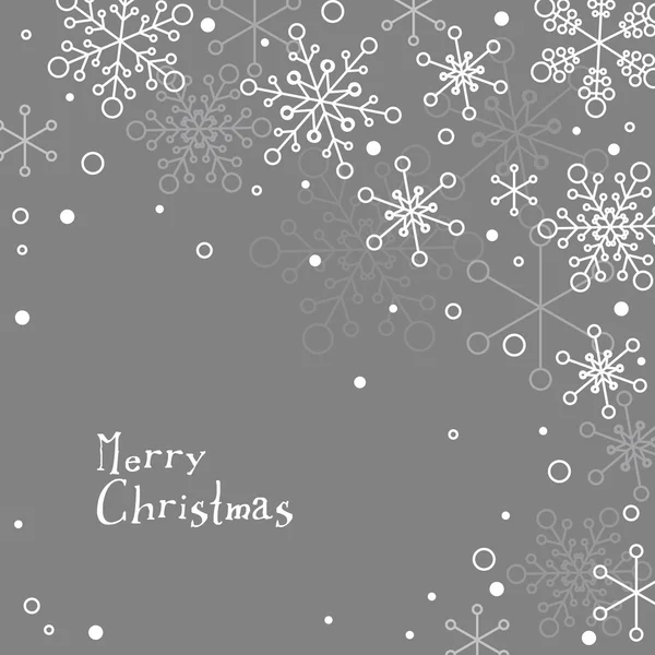 Χριστουγεννιάτικη κάρτα με λευκές νιφάδες χιονιού — Διανυσματικό Αρχείο
