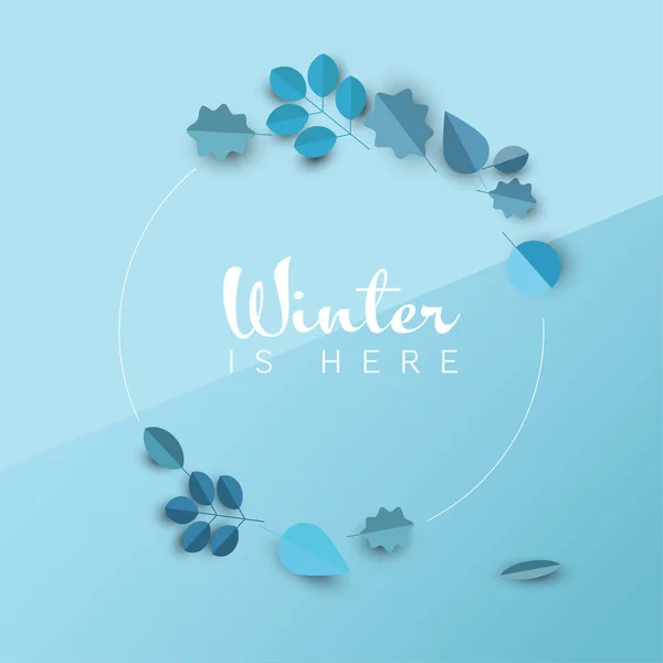 Winter Cool Minimalist Sale Circle Label Made Minimalist Leafs Place — Stock Vector