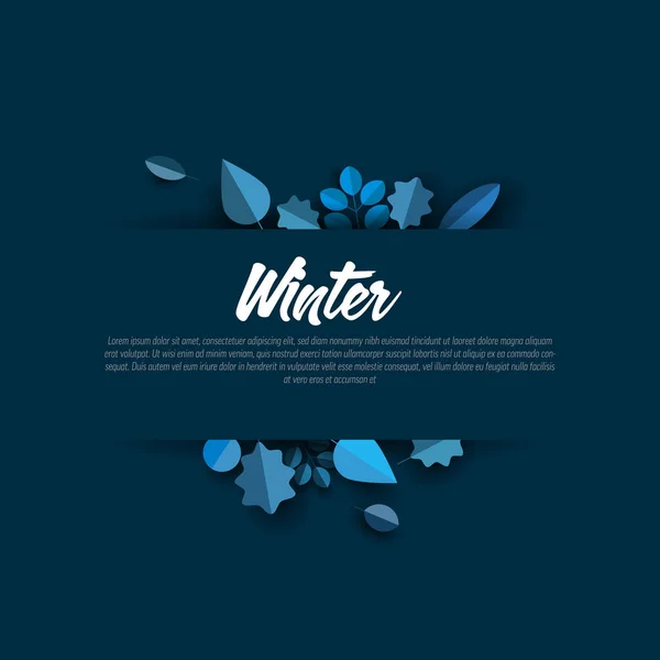 Kış Minimalist Satış Şeridi Etiketi Metnin Için Minimalist Yapraklardan Yapılmış — Stok Vektör