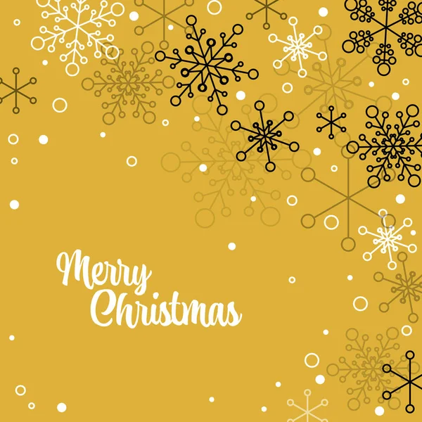 Minimalistische Weihnachtsflyer Kartenvorlage Mit Weißen Schneeflocken Auf Gelbem Hintergrund Mit — Stockvektor