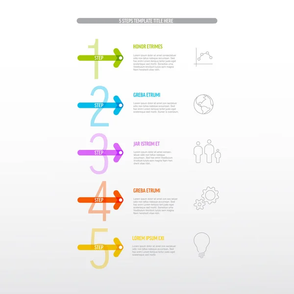Een Twee Drie Vier Vijf Vector Licht Vooruitgang Stappen Sjabloon — Stockvector