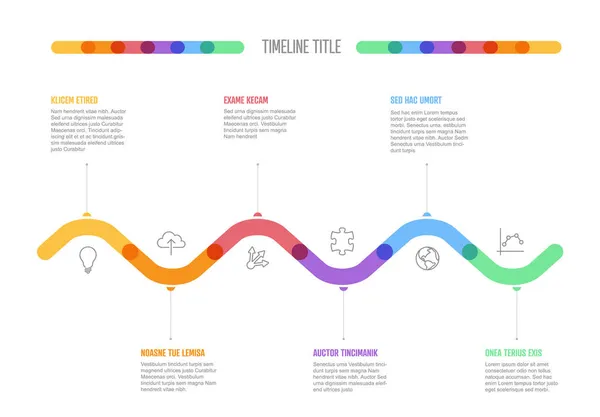 Vector Infographic Company Mérföldkövek Görbe Vízszintes Idővonal Sablont Könnyű Vastag — Stock Vector