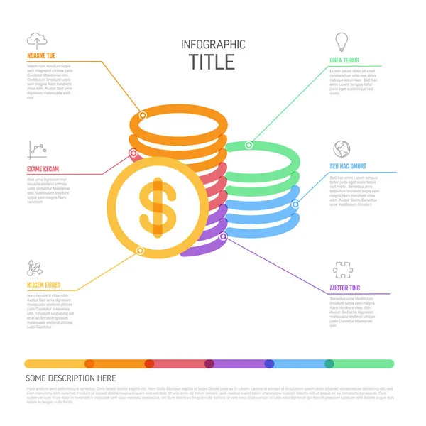 Vector Infografik Vorlage Mit Dollarmünzen Symbol Gezeichnet Durch Einen Lebhaften — Stockvektor