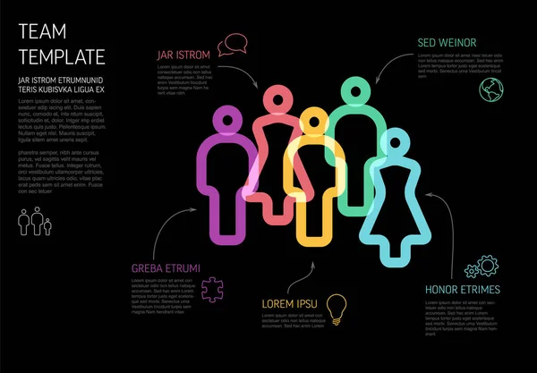 Plantilla Infográfica Equipo Línea Gruesa Multipropósito Para Visión General Empresa — Vector de stock