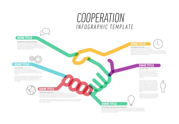 Vector Infographic Cooperation Report Template Made Thick Color Marker Lines — Stock Vector