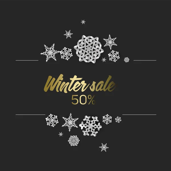 Winter Cool Minimalistischen Verkauf Kreis Etikett Aus Minimalistischem Papier Geschnitten — Stockvektor
