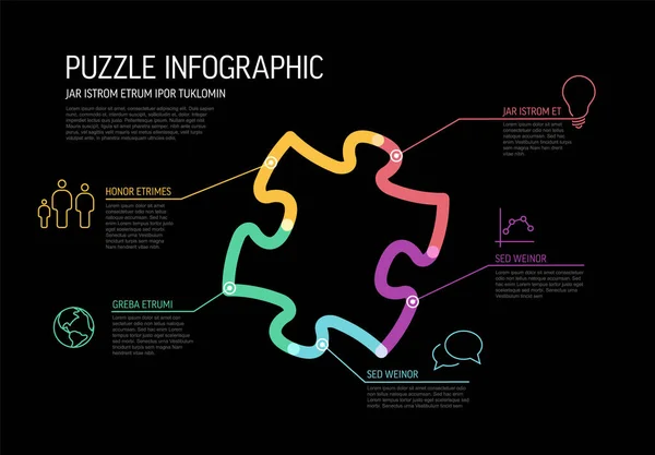 Vector Puzzel Infographic Rapport Template Gemaakt Van Dikke Marker Lijnen — Stockvector
