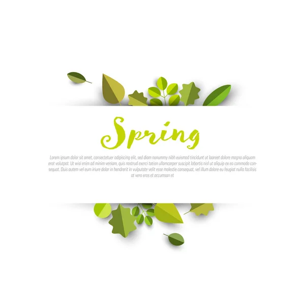 Spring Minimalist Sale Stripe Label Made Minimalist Leafs Place Your — Stock Vector