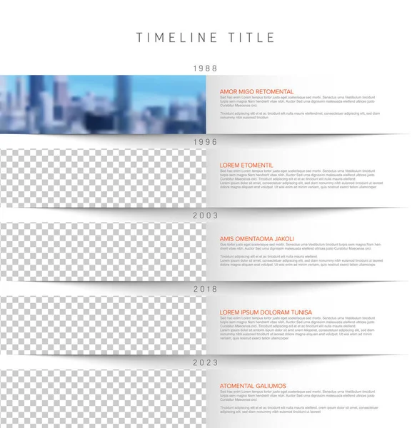 Vector Simple Infographic Vertical Time Line Template Stripe Photo Placeholders — Vetor de Stock