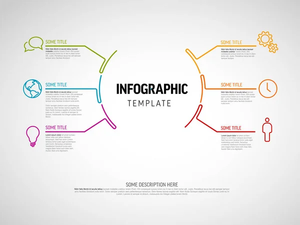 Vector Infographic Diagram Template Made Lines Icons Big Circle Infochart — Stock Vector