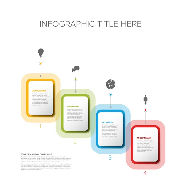 Vector Multipurpose Infographic Template Set Four Diagonal Rectangle Elements Options — Vetor de Stock