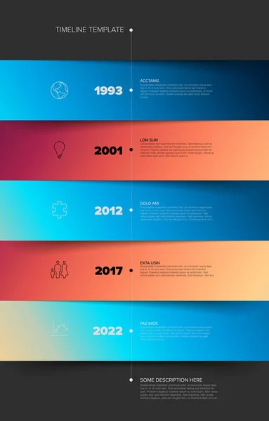 Plantilla Línea Tiempo Despojada Con Grandes Bloques Color Azul Rojo — Vector de stock