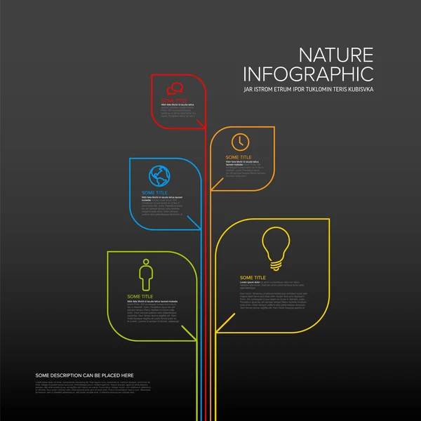 Tunn Linje Ekologi Natur Infographics Mall Blomma Med Fem Blad — Stock vektor