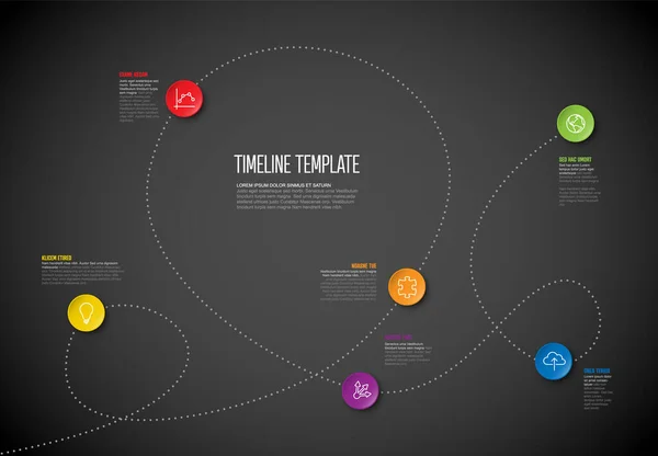 Vector Infographic Timeline Berichtsvorlage Mit Symbolen Und Einfachen Inhalten Punktierte — Stockvektor
