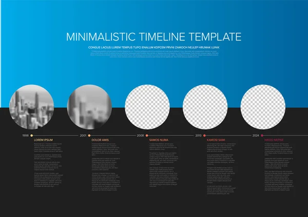 Vektor Infographic Enkel Minimalistisk Tidslinje Mall Gjord Cirkel Fotoplatshållare Med — Stock vektor