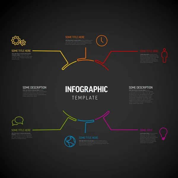 Plantilla Diagrama Infografía Vectorial Hecha Líneas Iconos Infografía Círculo Grande — Archivo Imágenes Vectoriales