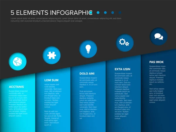 Modello Timeline Gradini Blu Infografica Multiuso Vettoriale Composto Sei Blocchi — Vettoriale Stock