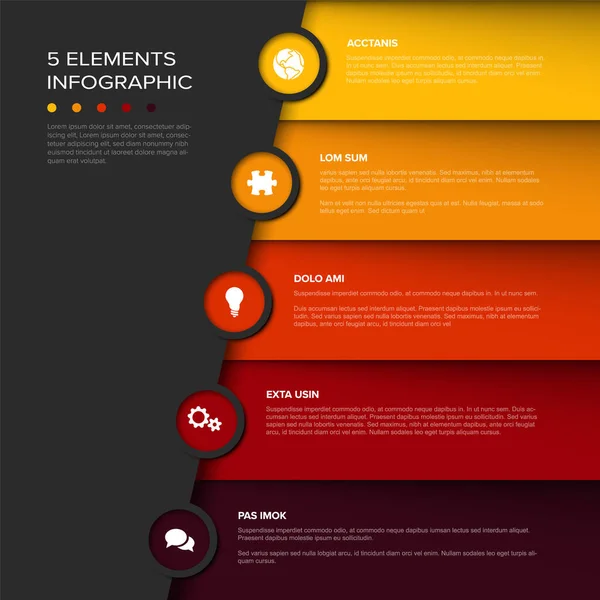 Modèle Vectoriel Infographie Étapes Rouges Multifonctions Composé Six Blocs Contenu — Image vectorielle