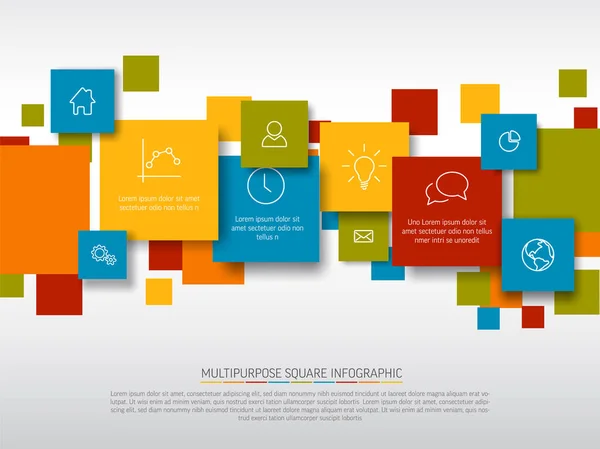 Vector Infographic Diagram Various Descriptive Squares Infographic Template Color Content — Stock Vector