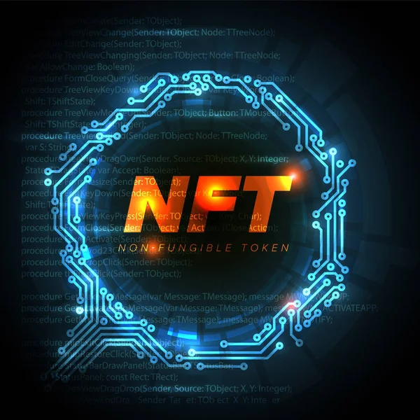 Vector Nft Concept Header Banner Εικονογράφηση Πρότυπο Για Ιστοσελίδες Κοινωνικά — Διανυσματικό Αρχείο