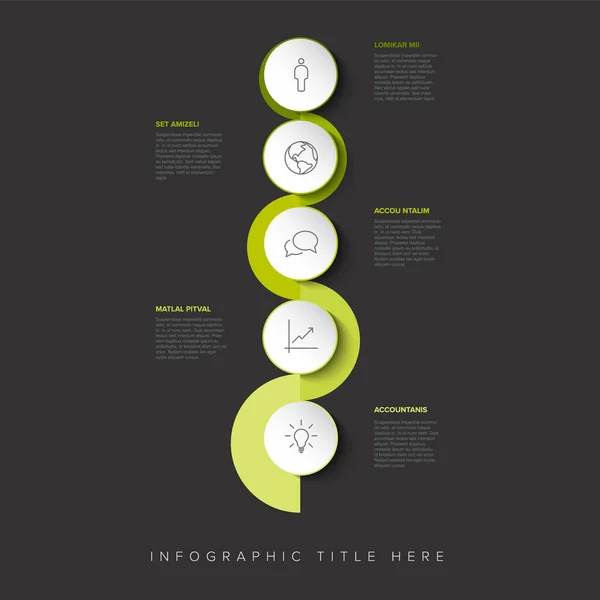 Vector Dark Verticale Infografica Azienda Pietre Miliari Curvo Orizzontale Timeline — Vettoriale Stock