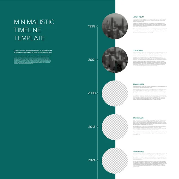 Vektor Infographic Enkel Minimalistisk Vertikal Tidslinje Mall Gjord Cirkel Fotoplatshållare — Stock vektor