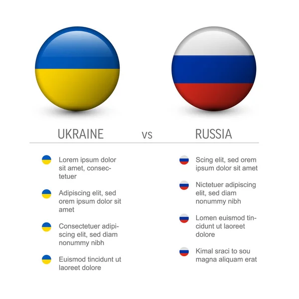 Ukrajina Rusko Sestavit Tabulku Šablony Ukrajinské Ruské Kruh Pin Tlačítko — Stockový vektor