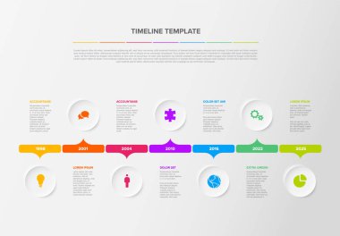 Çoklu amaçlı basit ışık süreci şablonu açıklamaları, simgeleri ve daireleri - evrensel minimalist bilgi çizelgesi zaman çizelgesi düzeni