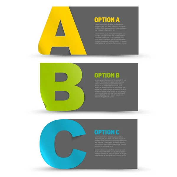 Plantilla Simple Con Tres Letras Abc Grandes Para Tres Versiones — Vector de stock