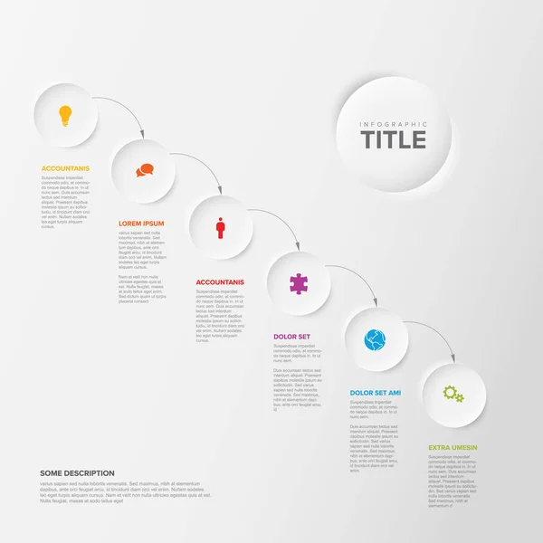 Vector Light Diagonal Progress Steps Template Arrows Made Six Light — Vettoriale Stock