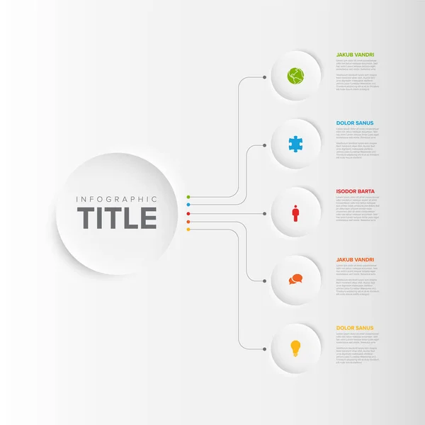 Vector Multifunctioneel Infographic Sjabloon Met Titel Grote Cirkel Vijf Kleinere — Stockvector