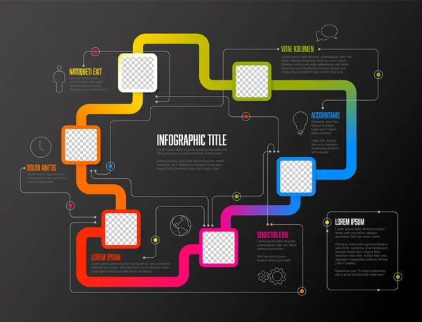 Vector Infographic Company Milestones Timeline Template Rounded Square Photo Placeholders — Archivo Imágenes Vectoriales