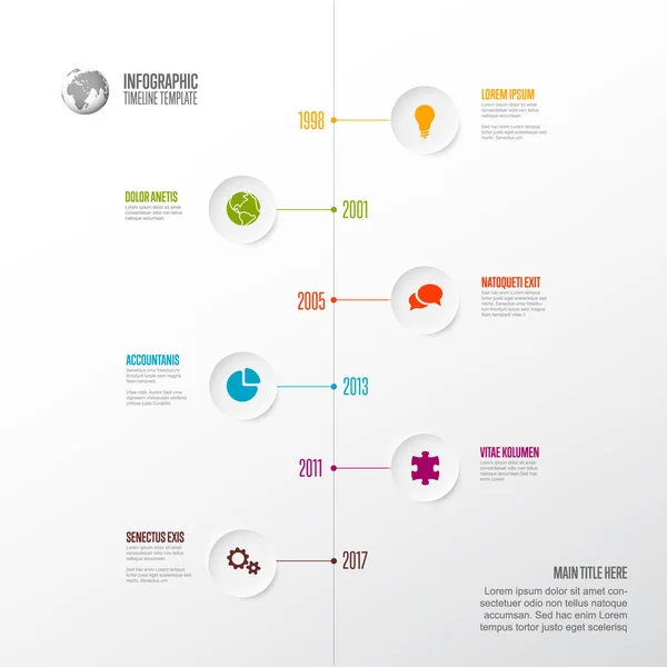 Vector Licht Verticale Vooruitgang Stappen Template Gemaakt Van Zes Licht — Stockvector