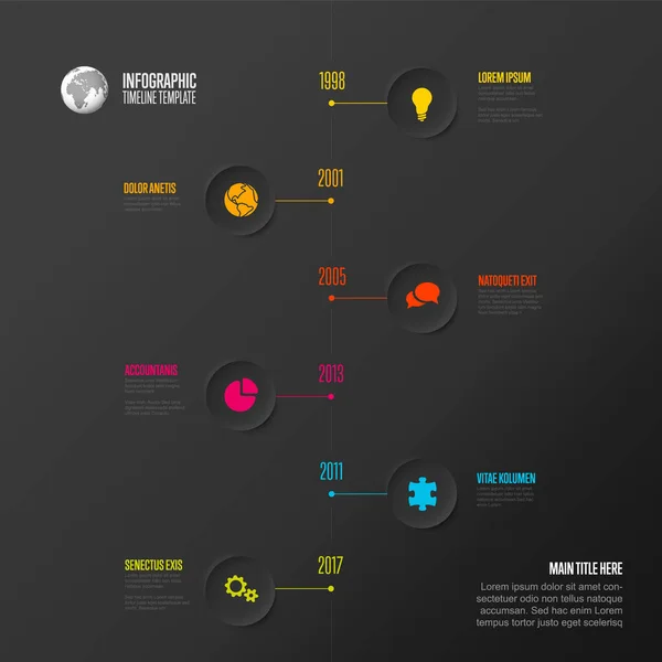 Vector Dark Gray Vertical Progress Steps Template Made Six Light — Stock Vector