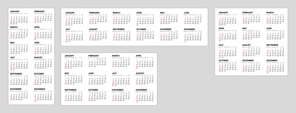 Collection Vector White Calendar Layout Templates Year 2023 Weeks Starts — Stock Vector