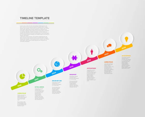 Plantilla Pasos Línea Tiempo Progreso Diagonal Luz Simple Multipropósito Vectorial — Archivo Imágenes Vectoriales