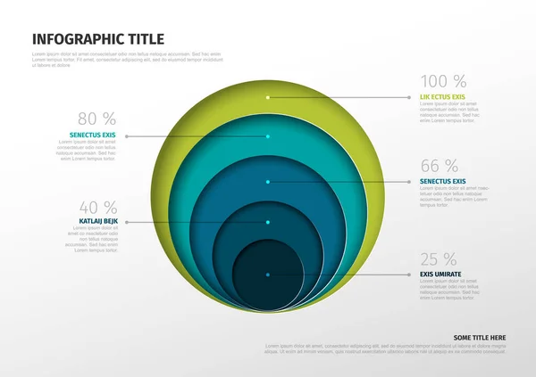 Vector Infographic Circle Layers Template Five Level Volume Share Circles — Stock Vector