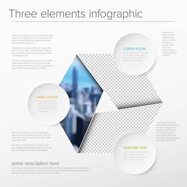 Vetor Modelo Infográfico Simples Com Três Espaços Reservados Para Fotos — Vetor de Stock
