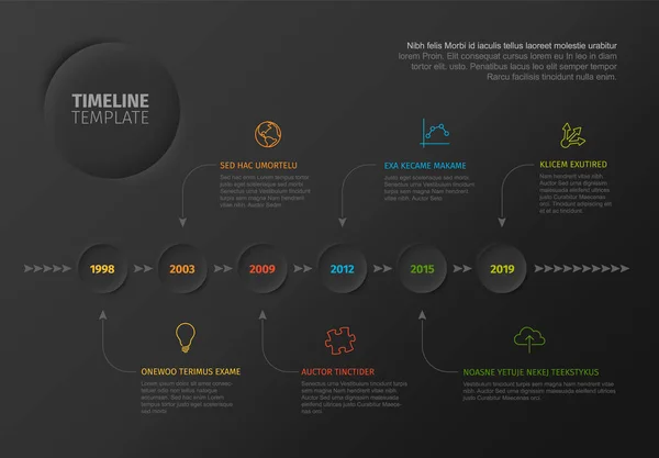 Modèle Vectoriel Infographie Timeline Avec Ligne Horizontale Faite Partir Flèches — Image vectorielle