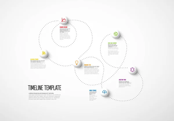 Vector Infographic Dotted Time Line Report Template Icons Simple Content — Stock Vector