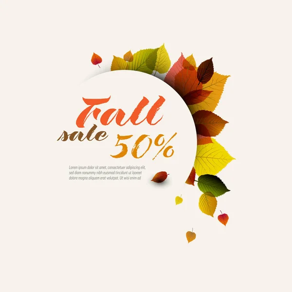Autumn Minimalist Sale Circle Label Made Leafs Place Your Text — Stock Vector