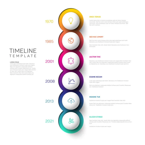 Vector Verticaal Infographic Company Mijlpalen Tijdlijn Sjabloon Met Grote Witte — Stockvector