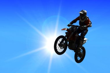 motorcycle jumping from a high rock clipart