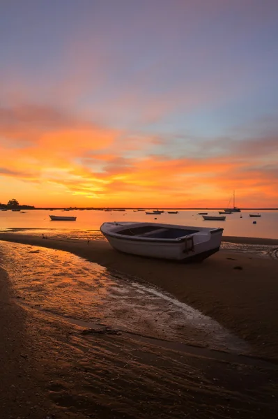 Lever de soleil avec bateaux de pêche — Photo