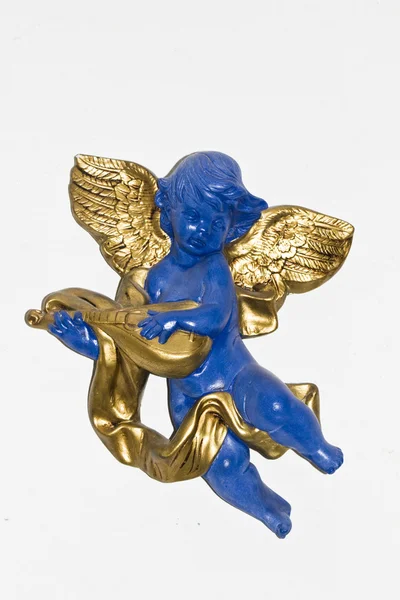 Blue angel with golden wings — Stock Photo, Image