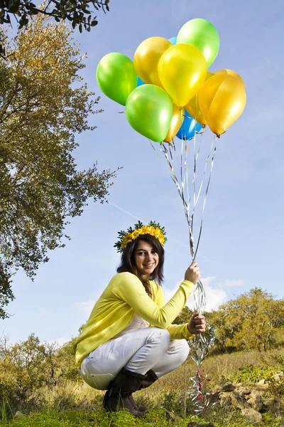 Girl with balloons — Stock Photo, Image