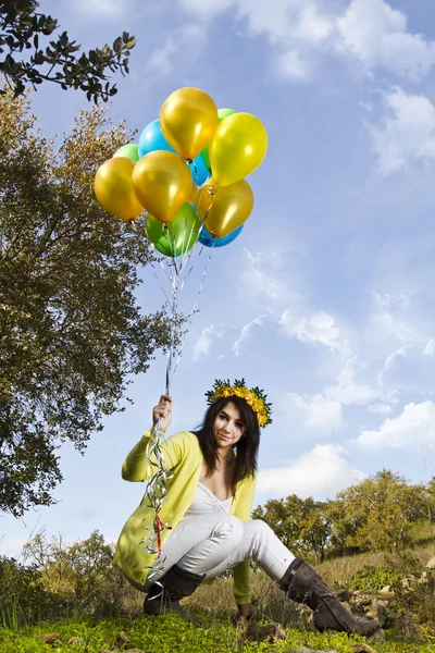 Chica con globos — Foto de Stock