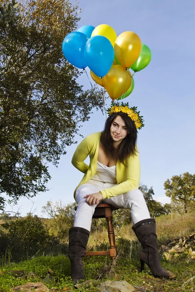 Menina com balões — Fotografia de Stock